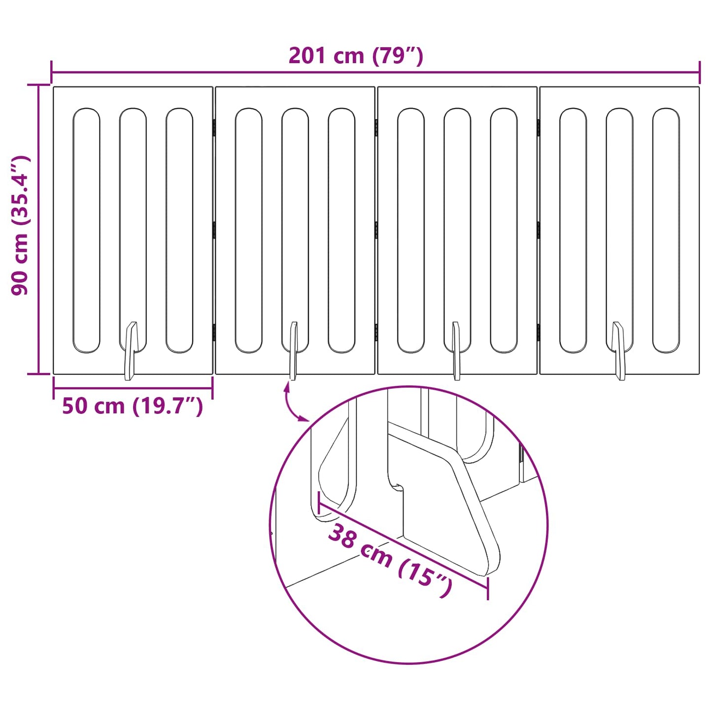 Valla Plegable Para Mascotas 4 Pcs 201 X 38 X 90 Cm