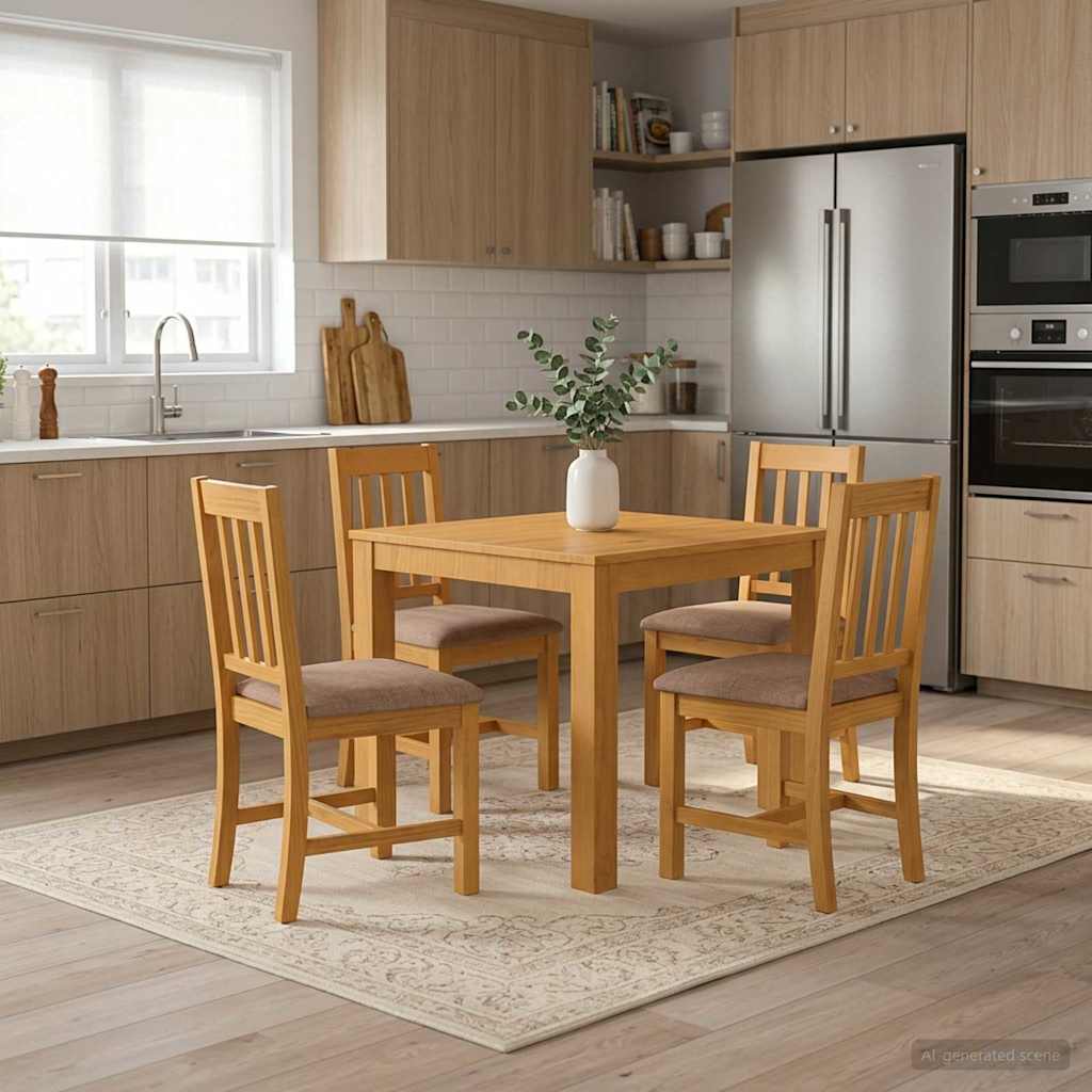 Mesa De Comedor Madera De Roble Sólido Natural