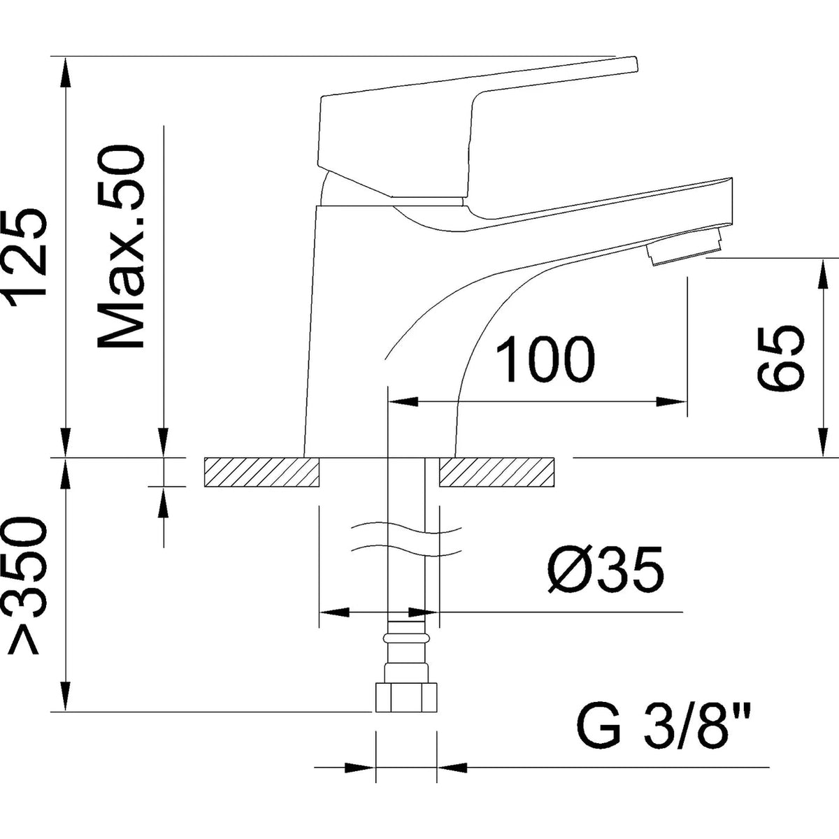 Grifo de lavabo bajo Stillo Capri-N cromo con aireador
