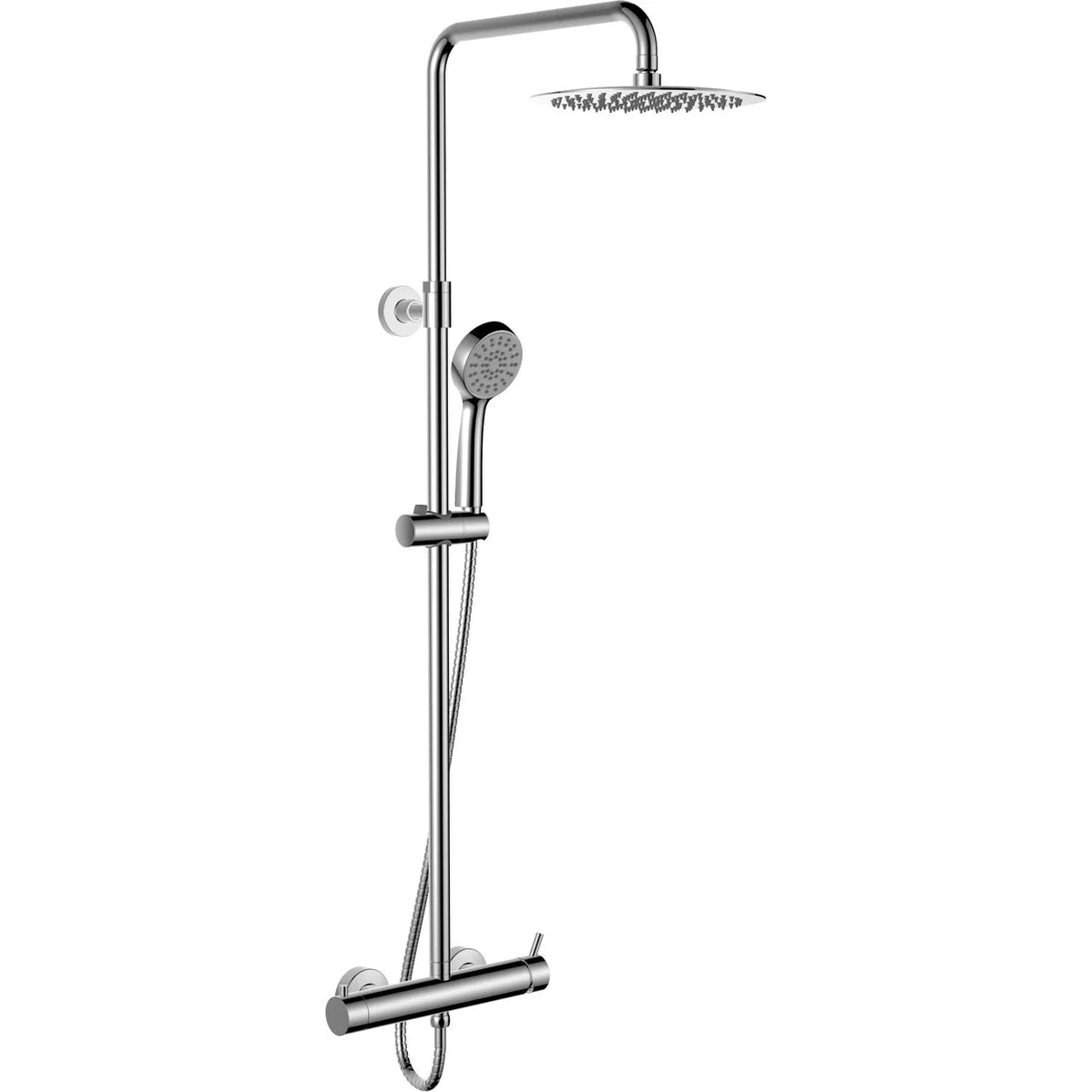 Columna de grifería para ducha monomando Stillo Trevi cromo rociador mural 2 vías Ø250mm maneral de 3 funciones