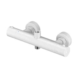 Columna de grifería para ducha termostático Stillo Zeus blanco rociador mural 2 vías Ø250mm