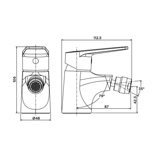 Grifo monomando para bidé Stillo Hera acabado cromo con boquilla orientable diseño moderno y suave
