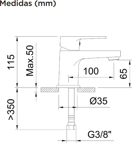 Grifo de lavabo bajo Stillo Kyra-N cromo con aireador