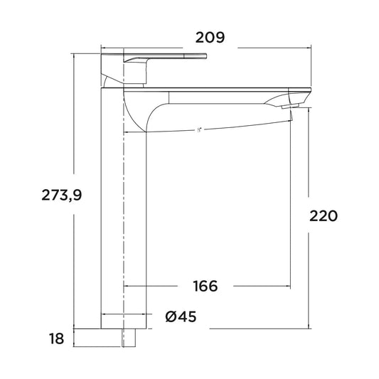 Grifo de lavabo extra alto Stillo Aura Evo Cold Open negro con aireador