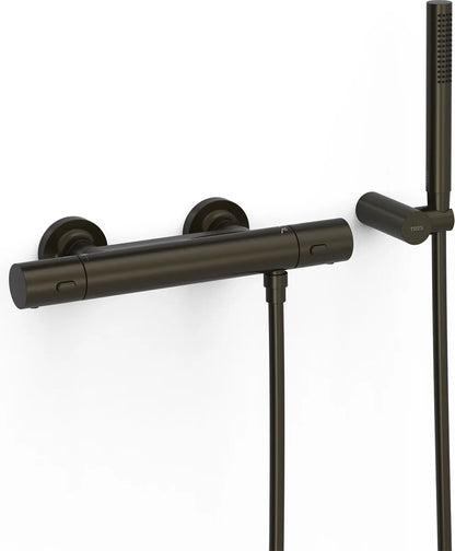 Grifería de ducha Tres 19016429KMB termostático volante negro/bronce