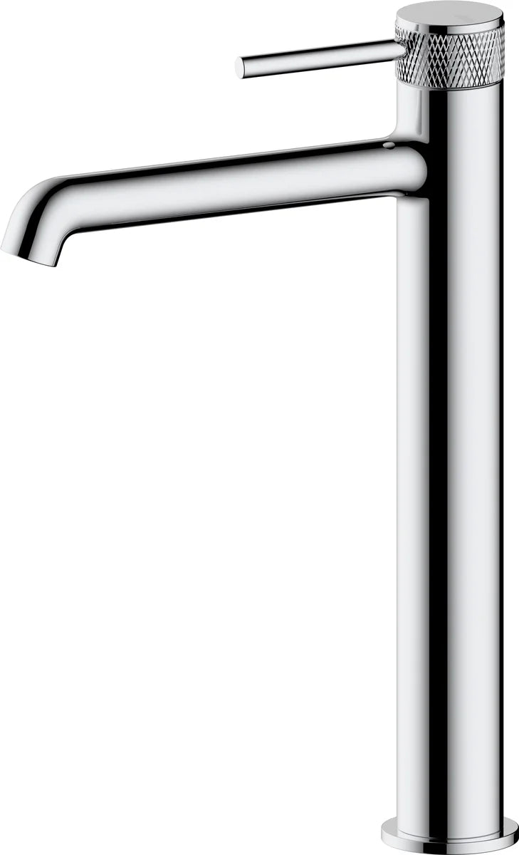 Grifo de lavabo extra alto Stillo Hades Cold Open cromo con aireador moleteado