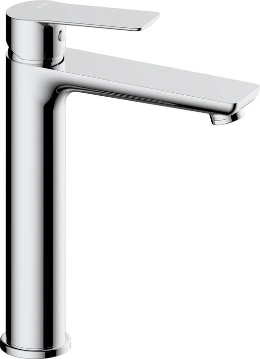 Grifo de lavabo alto Stillo Cronos cromo con apertura en frío y aireador