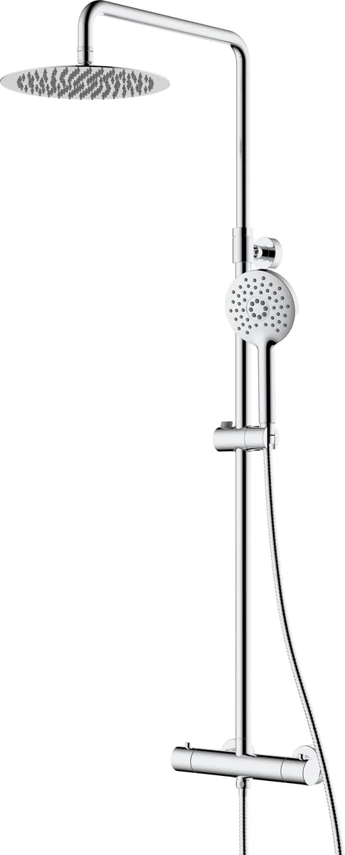 Columna de grifería para ducha termostático Stillo Hades cromo rociador mural 2 vías Ø250mm maneral de 3 funciones