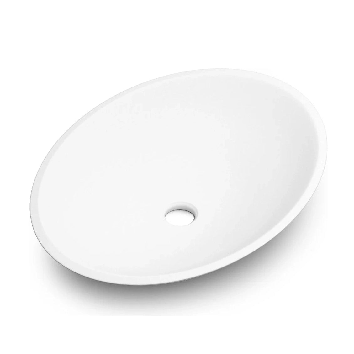 Lavabo ovalado sobre encimera Stillo Minerva de 580x420mm en Solid Surface blanco mate