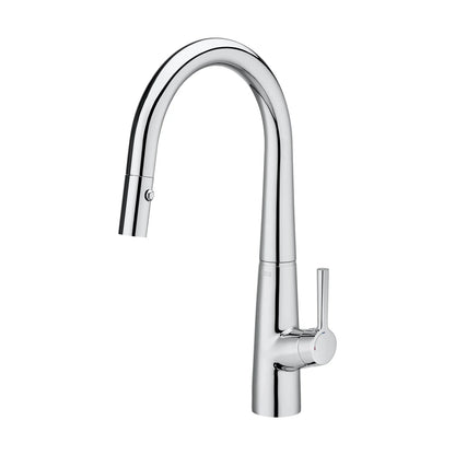 Grifo de cocina extra alto Roca Syra monomando extraíble con caño curvo acabado cromo