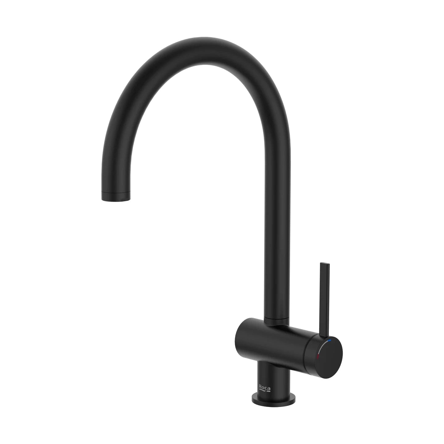 Grifo de cocina extra alto Roca Ona monomando con caño en forma de U acabado negro mate