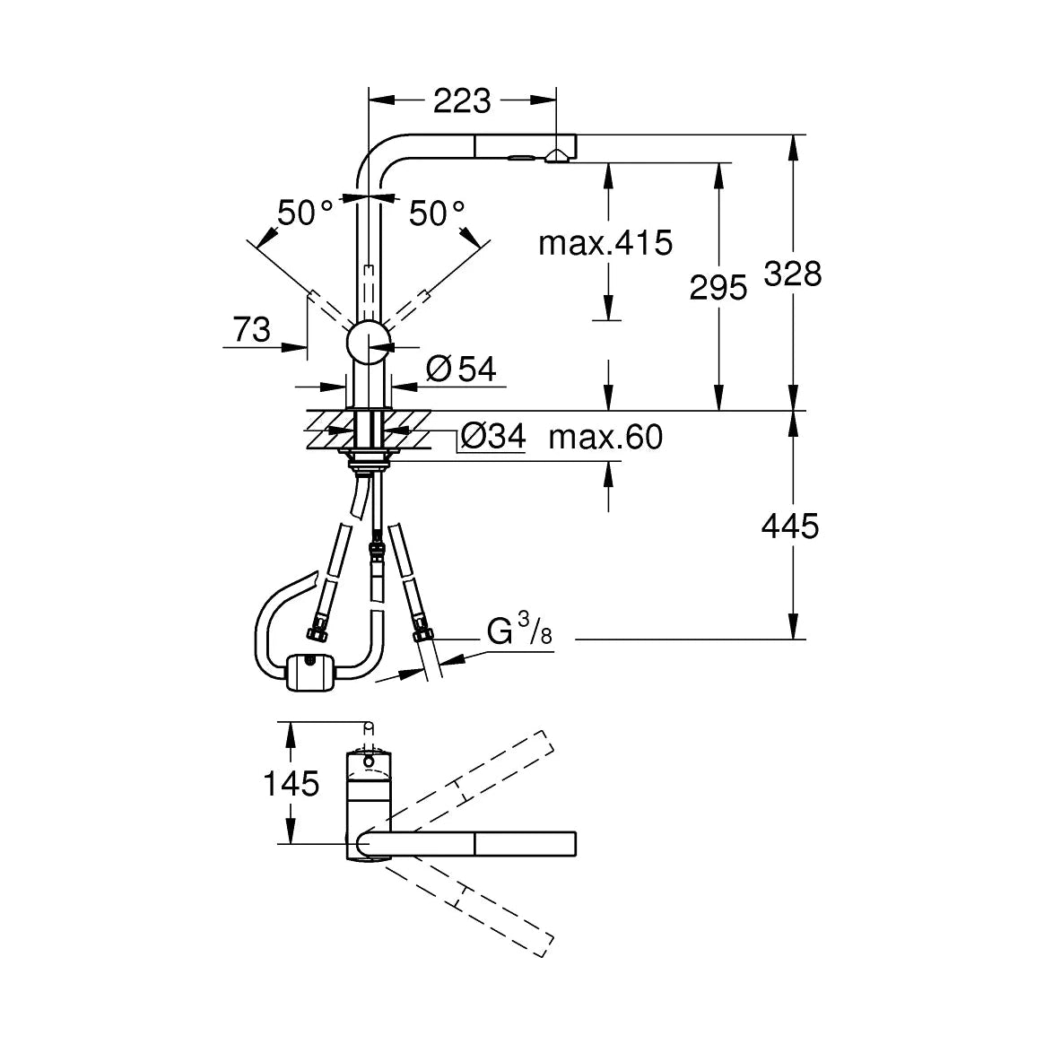 Grifo de cocina Grohe Minta extra alta monomando