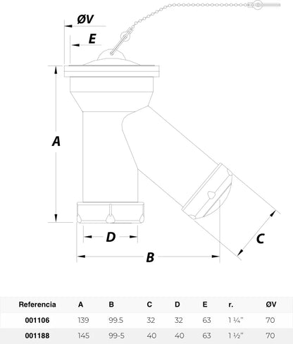 Sifón botella vertical Jimten lavabo/bidet 1 1/4" blanco Ø63mm S-11