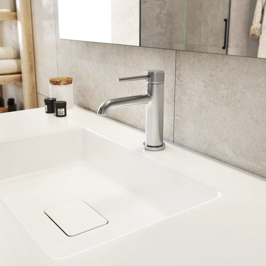Grifo de lavabo bajo Stillo Hades Cold Open cromo con aireador moleteado