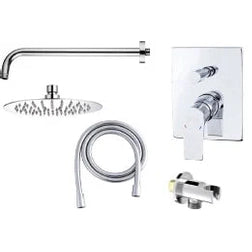 Kit de ducha monomando empotrado Stillo Kios acabado cromo con rociador redondo de 200mm diseño moderno y suave