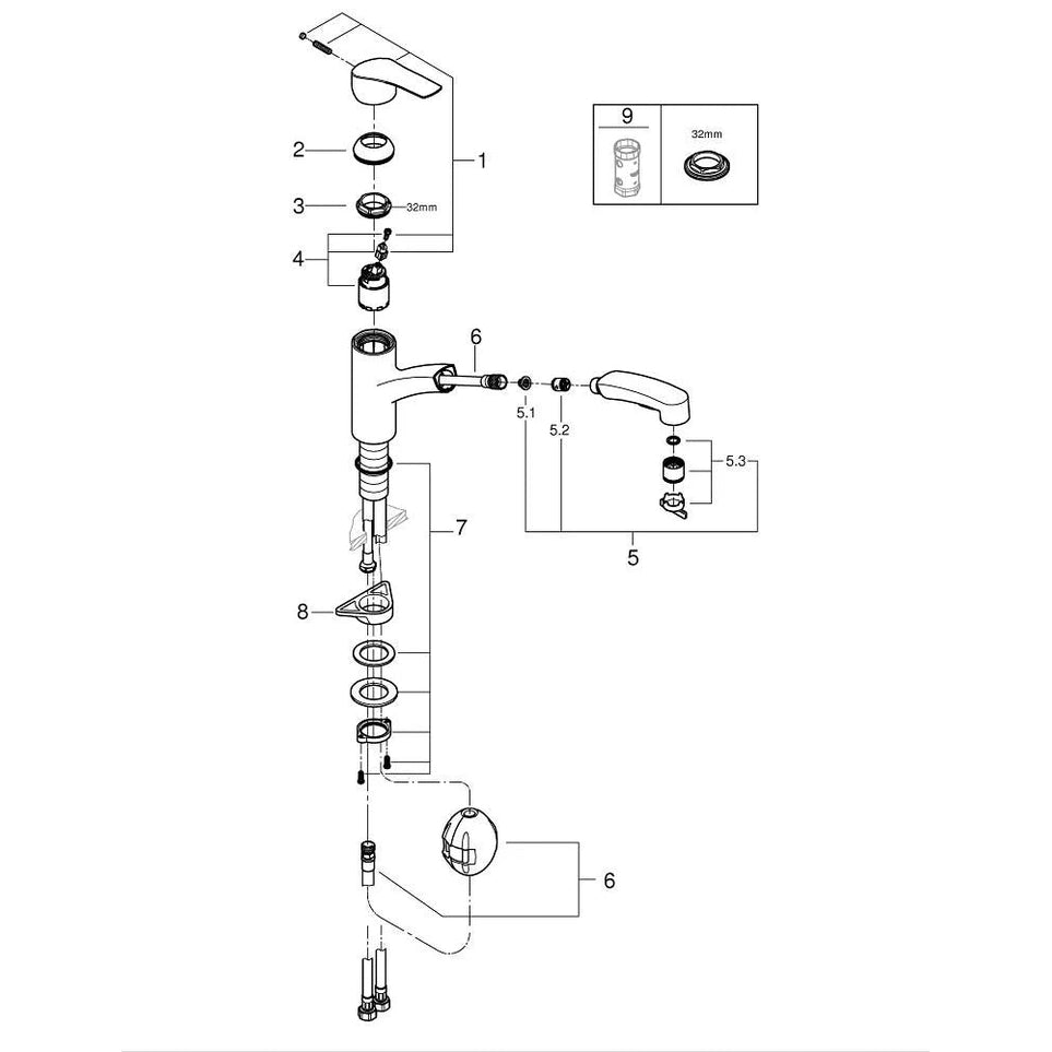 Grifo de cocina Grohe Eurosmart media monomando