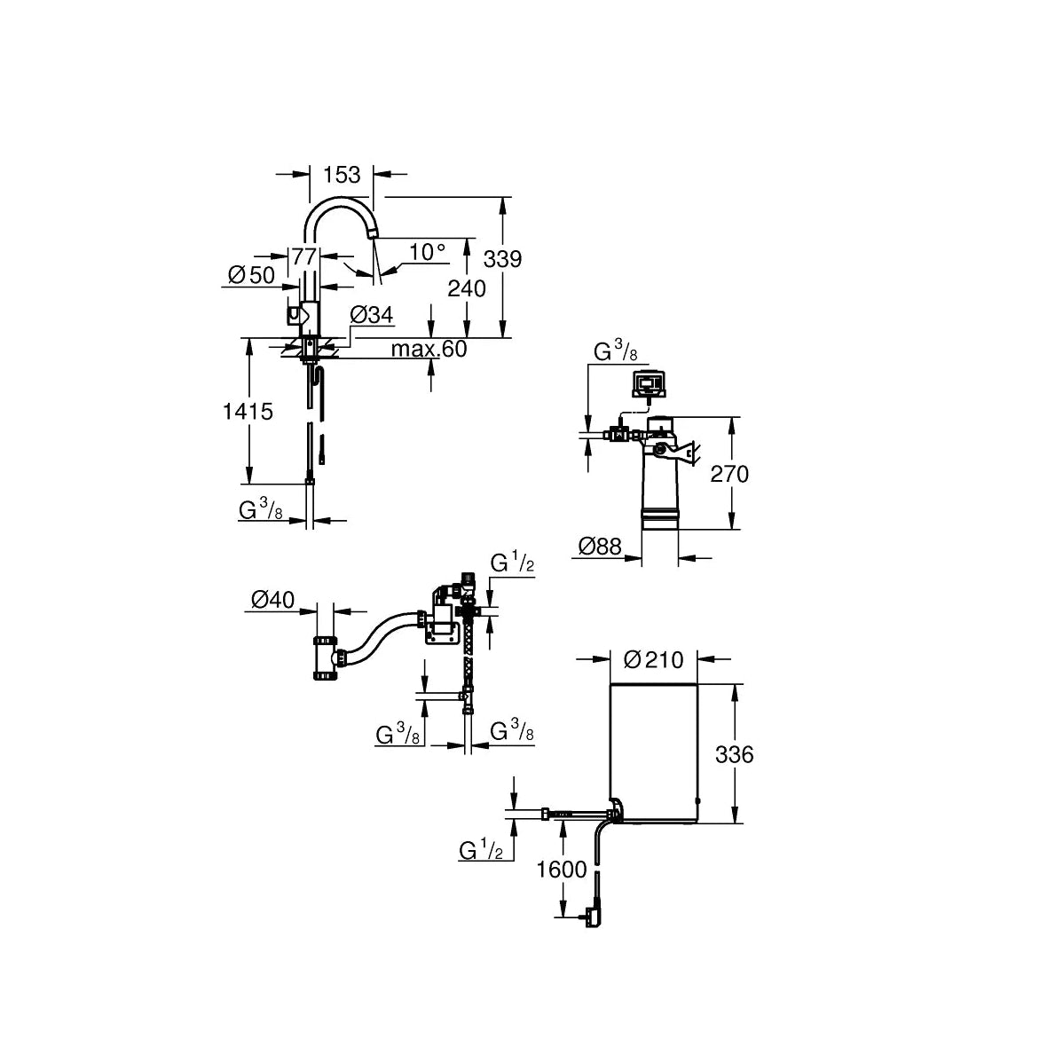 Gro grohe red grohe red mono caño c tamaño m