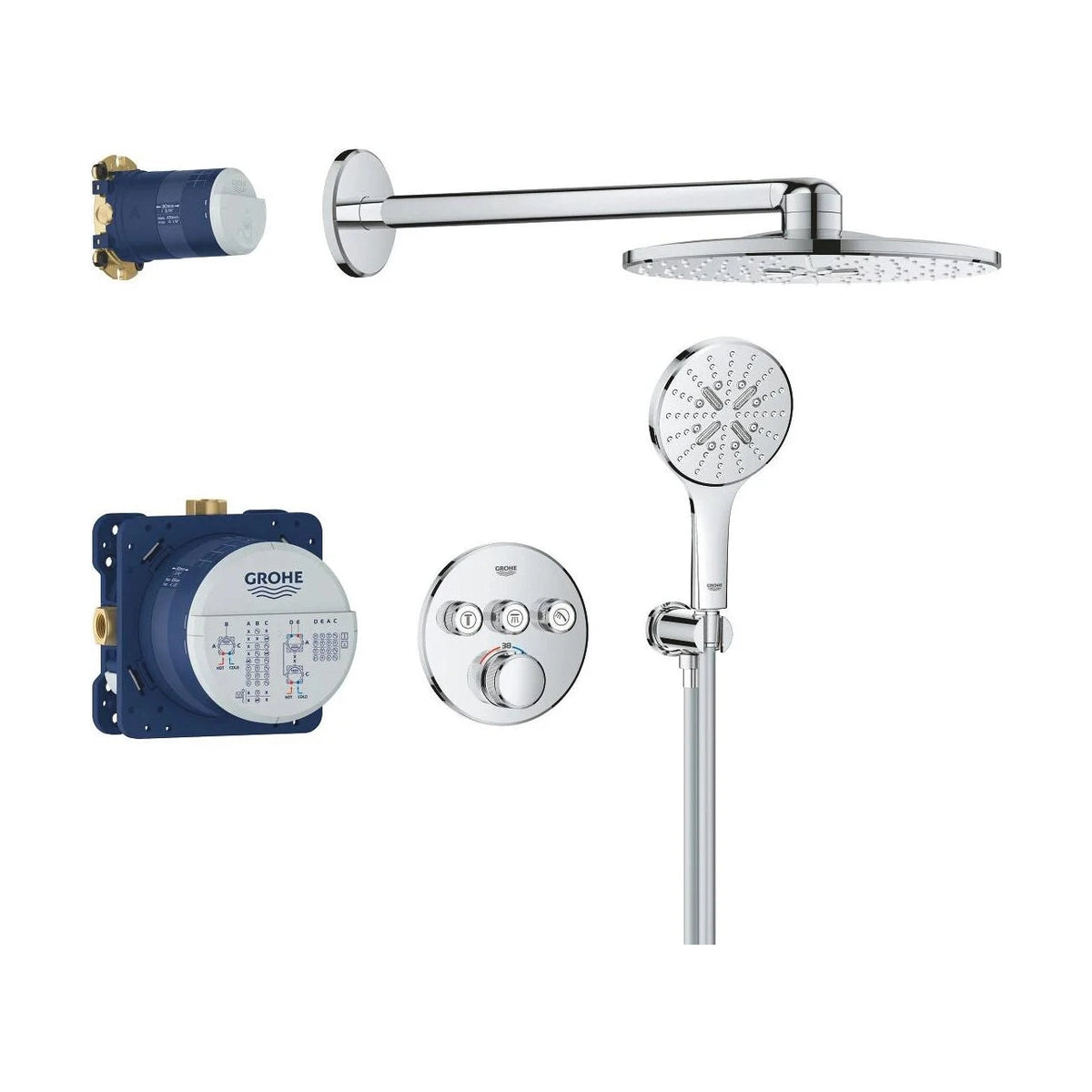 Columna de grifería para ducha empotrada bimando Grohe - Cromo