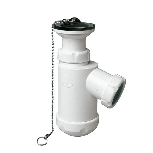 Sifón botella lateral Jimten lavabo/bidet 1 1/2" blanco Ø63mm con válvula desagüe S-61