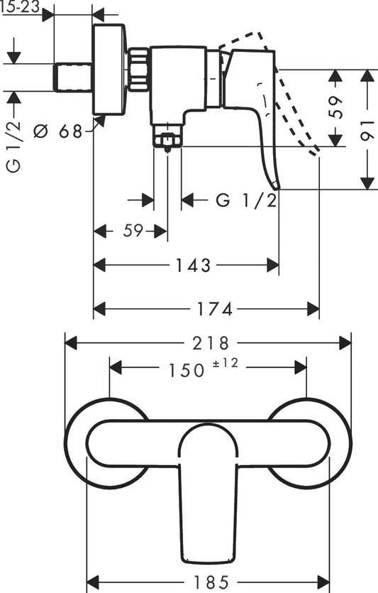 Ducha Hansgrohe Metris monomando - Cromo