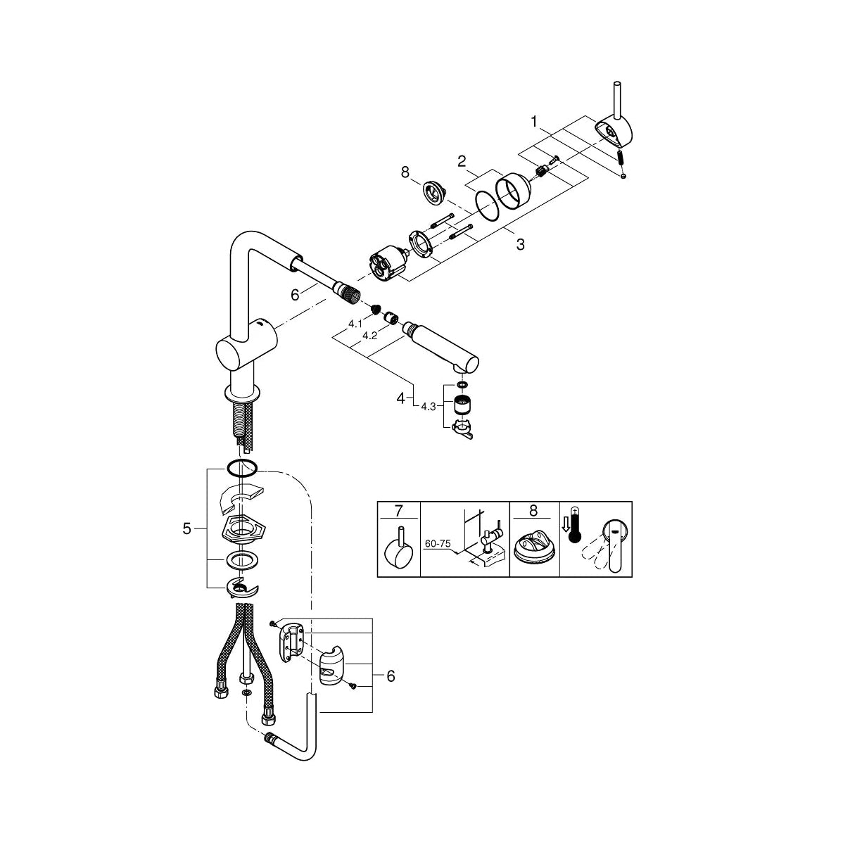 Grifo de cocina Grohe Minta extra alta monomando
