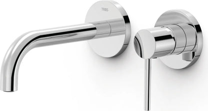 Parte exterior grifería empotrada mezclador lavabo mural Tres Study Exclusive 26230021 2 agujeros 1 vía cromo caño 177mm