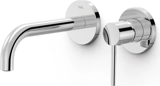 Parte exterior grifería empotrada mezclador lavabo mural Tres Study Exclusive 26230021 2 agujeros 1 vía cromo caño 177mm