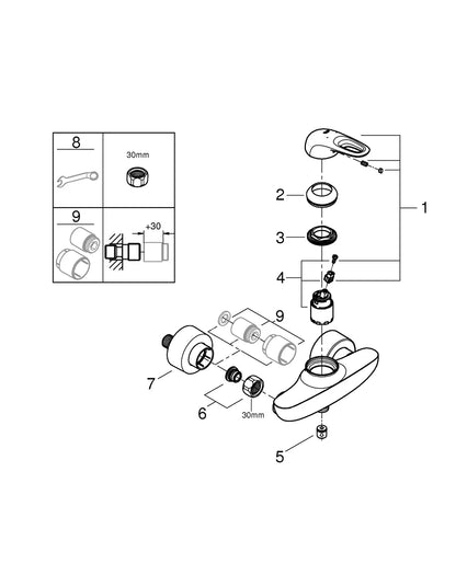 Ducha Grohe Eurostyle hueco monomando cromo