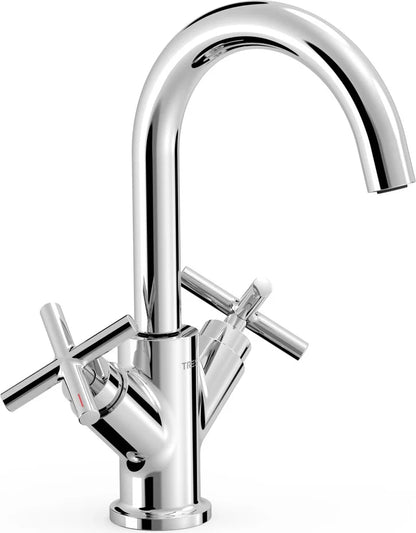 Grifería de lavabo alta Tres Mont Blanc bimando volante cromo con aireador