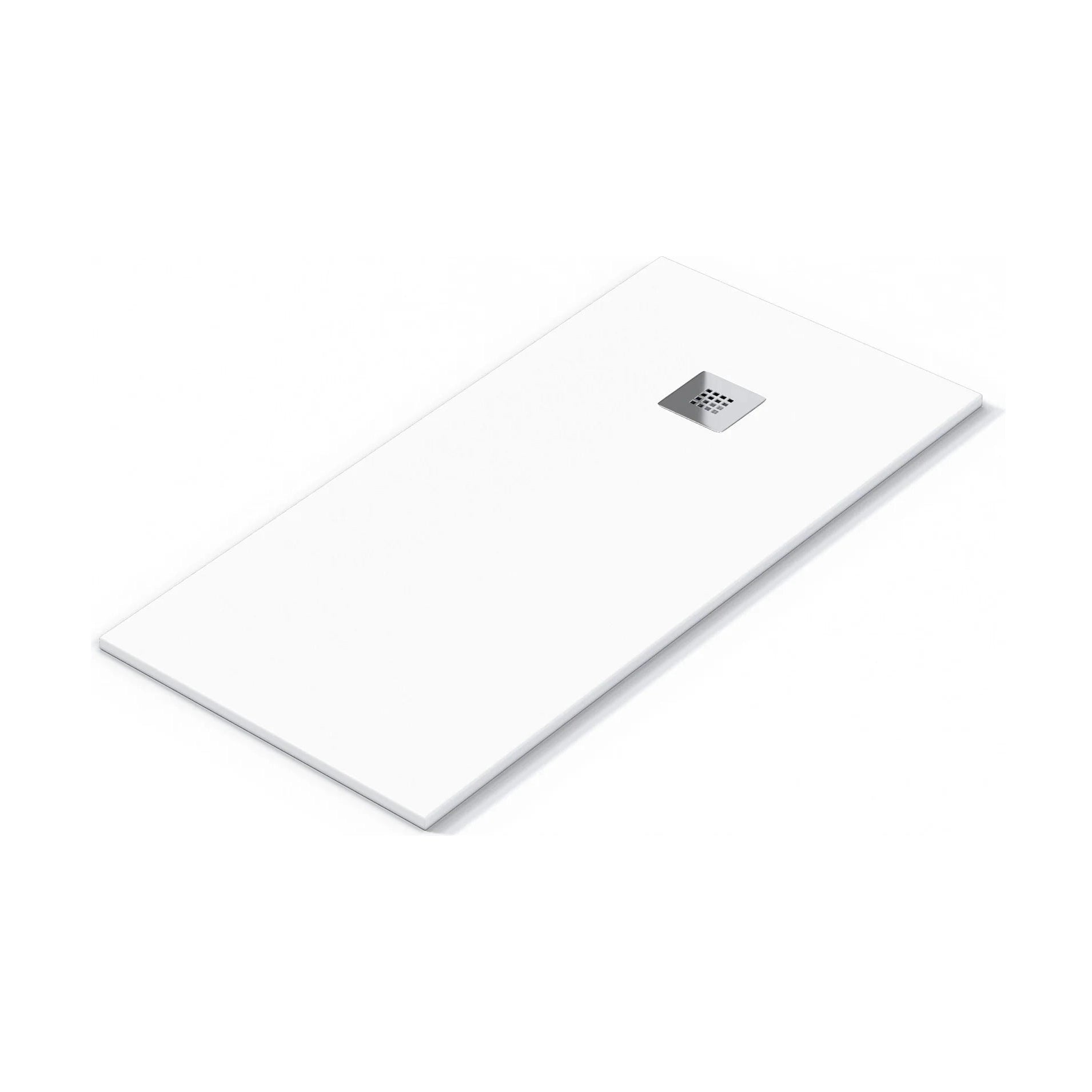 Plato de ducha rectangular de resina Stillo Confort de 90x80 cm en color blanco sin marco