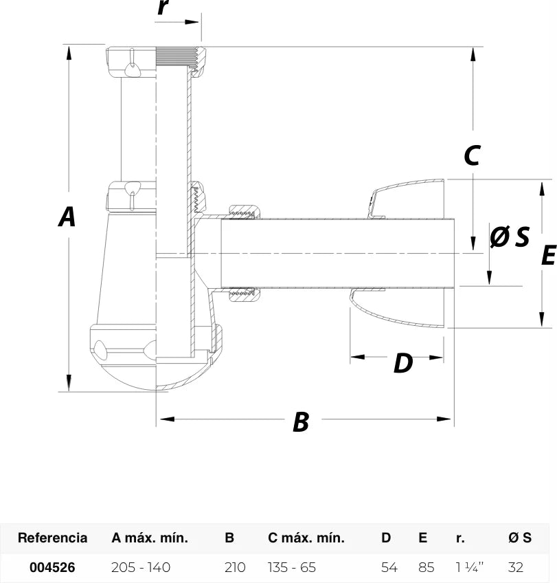 S-354 SIFON BIDET + ALARG/PLAF 1 1/4