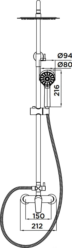 Columna de grifería para ducha monomando Stillo Hera cromo rociador mural 2 vías Ø248mm maneral de 3 funciones
