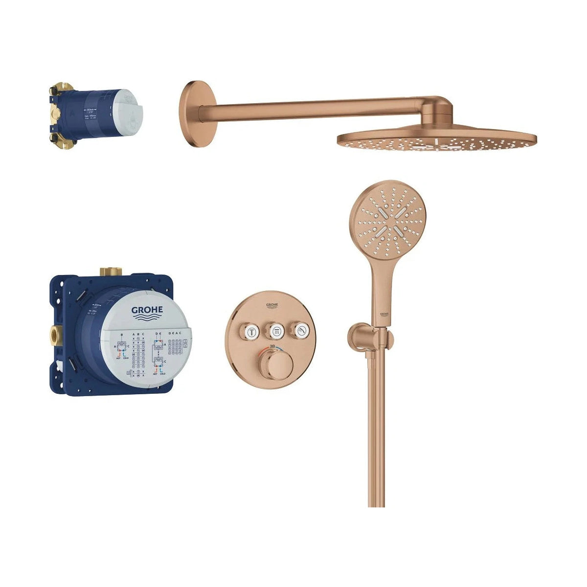 Columna de grifería para ducha empotrada bimando Grohe - Cobre cepillado