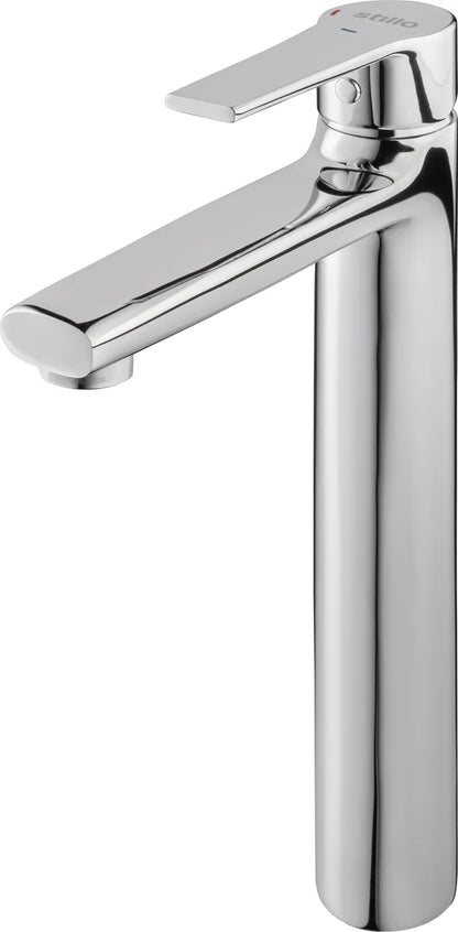 Grifo de lavabo extra alto Stillo Mónaco Cold Open cromo con aireador