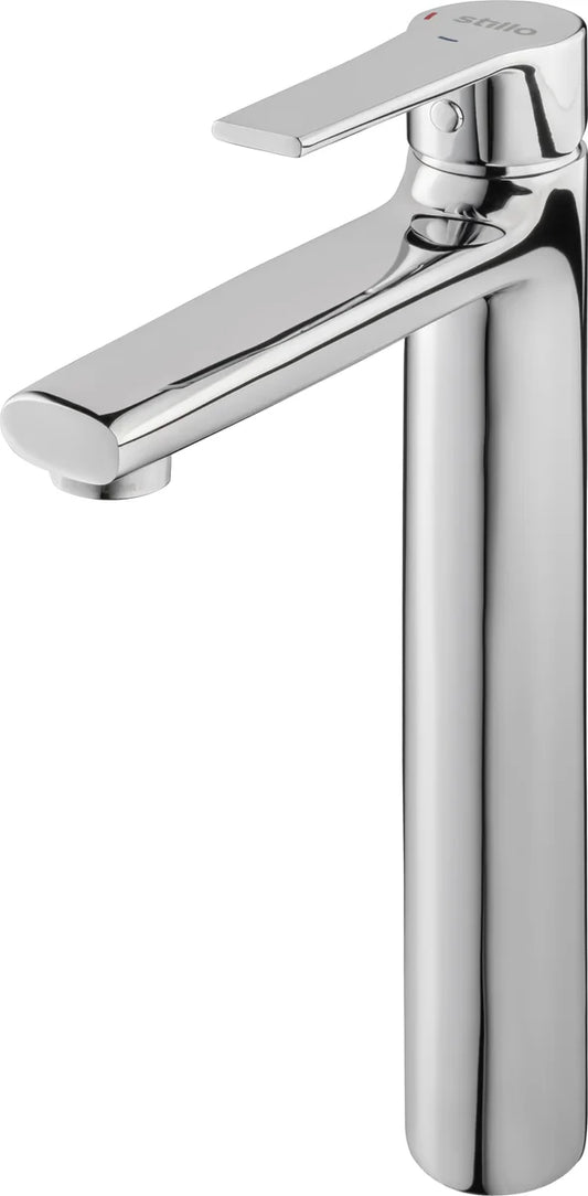 Grifo de lavabo extra alto Stillo Mónaco Cold Open cromo con aireador