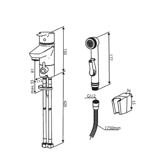 Grifo de Lavabo Damixa Core con Bidetta y Válvula de Lavadora