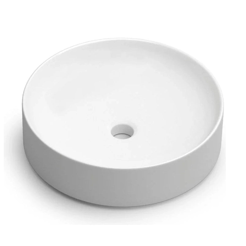 Lavabo redondo sobre encimera Stillo Nun de 430mm en porcelana color blanco mate
