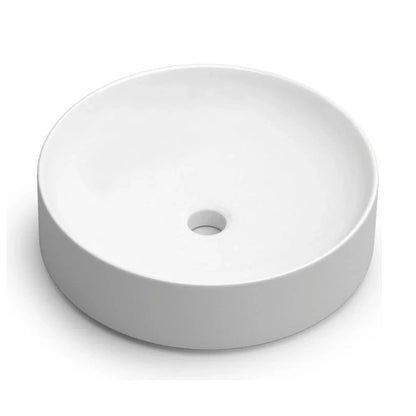Lavabo redondo sobre encimera Stillo Nun de 430mm en porcelana color blanco mate