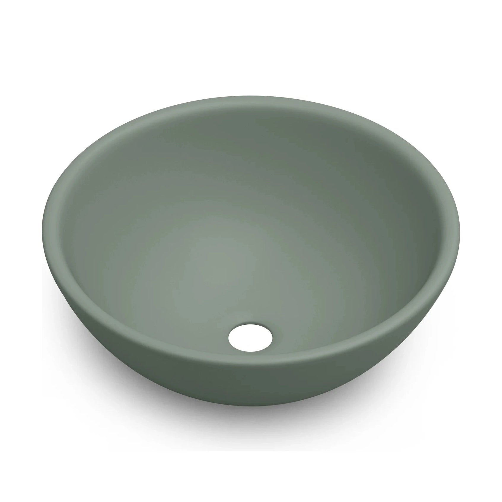 Lavabo redondo sobre encimera Stillo Aurora de 400mm en porcelana color verde hoja mate