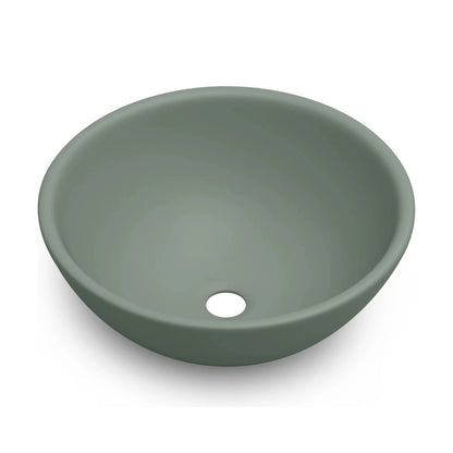 Lavabo redondo sobre encimera Stillo Aurora de 400mm en porcelana color verde hoja mate