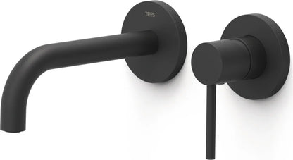 Parte exterior grifería empotrada mezclador lavabo mural Tres Study Exclusive 26230021NM 2 agujeros 1 vía negro mate caño 177mm