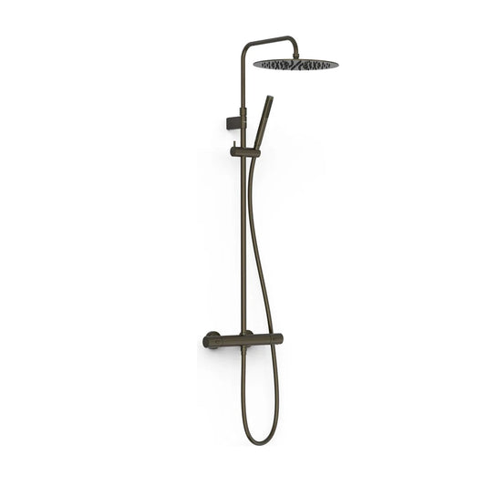 Columna de grifería para ducha termostático Tres Max-Tres negro/bronce rociador mural 2 vías Ø300mm