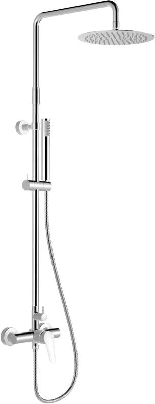 Columna de grifería para ducha monomando Stillo Zeus cromo rociador mural 2 vías Ø250mm