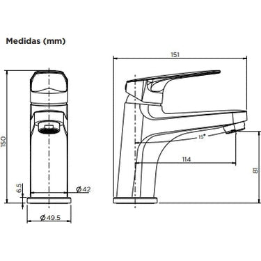 Grifo de lavabo Stillo Zeus negro mate cuerpo bajo con ahorro de energía Cold Open