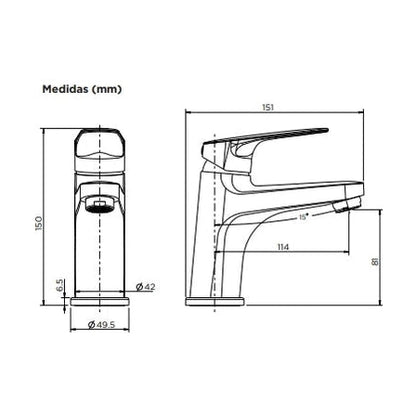 Grifo de lavabo Stillo Zeus cromo cuerpo bajo con ahorro de energía Cold Open