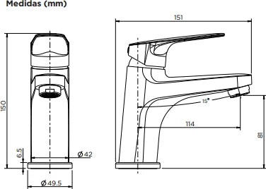Grifo de lavabo bajo Stillo Zeus Cold Open apariencia acero inoxidable con aireador