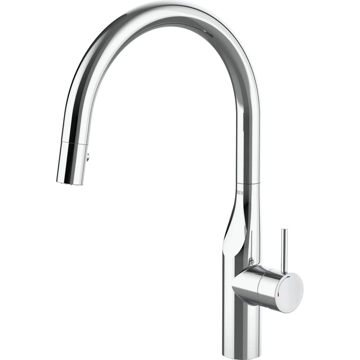 Grifo de cocina extra alto Roca Glera monomando extraíble y abatible en acabado cromo