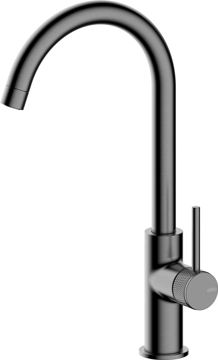 Grifería de fregadero Stillo Hades extra alta monomando 1 jet gun metal moleteado