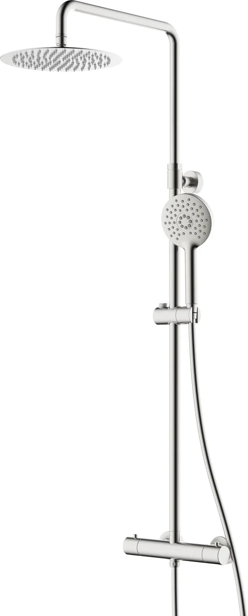 Columna de grifería para ducha termostático Stillo Hades apariencia acero inoxidable rociador mural 2 vías Ø250mm maneral de 3 funciones