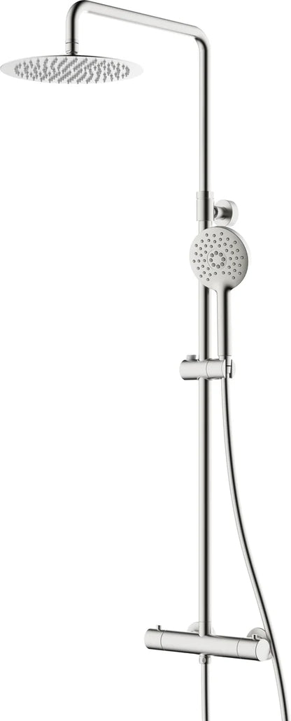 Columna de grifería para ducha termostático Stillo Hades apariencia acero inoxidable rociador mural 2 vías Ø250mm maneral de 3 funciones